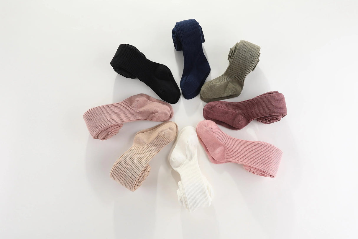 Mamer Classic Cotton Ribbed Tights - Dusty Pink