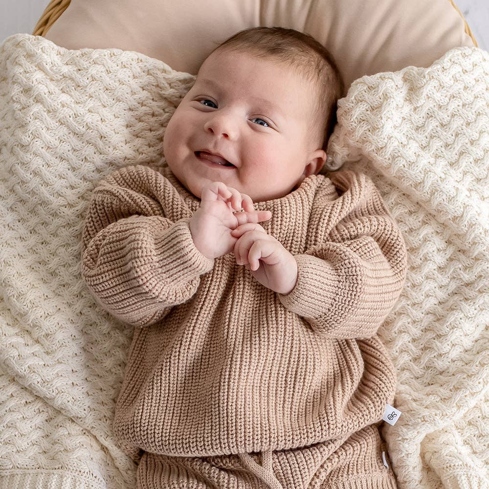 Snuggle Hunny Oversized Cotton Knit Jumper - Hazelnut