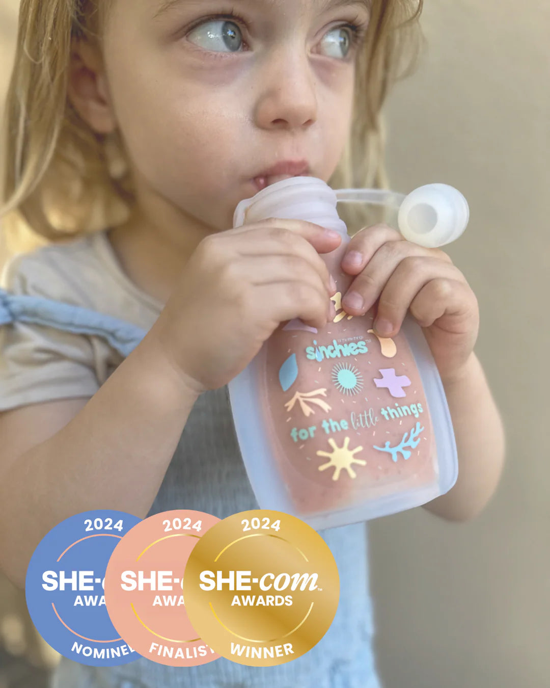 Sinchies Silicone Squeezy Pouch - Pastel White