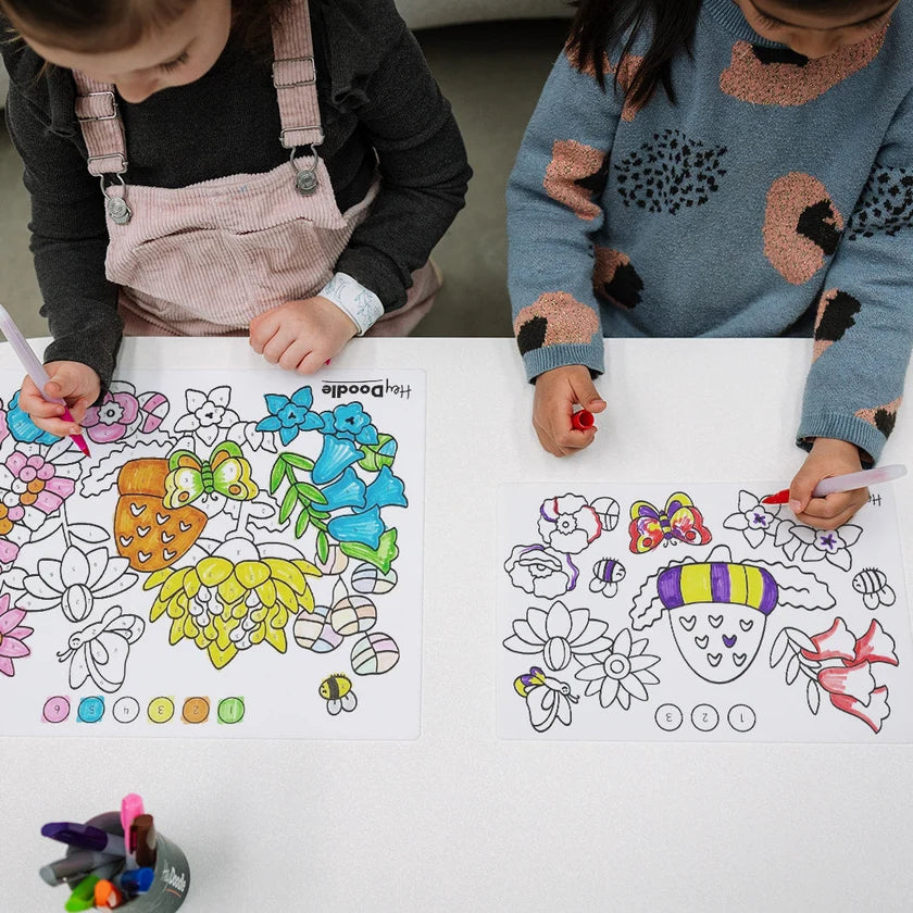 Hey Doodle Reusable Colouring Mat - Flower Power