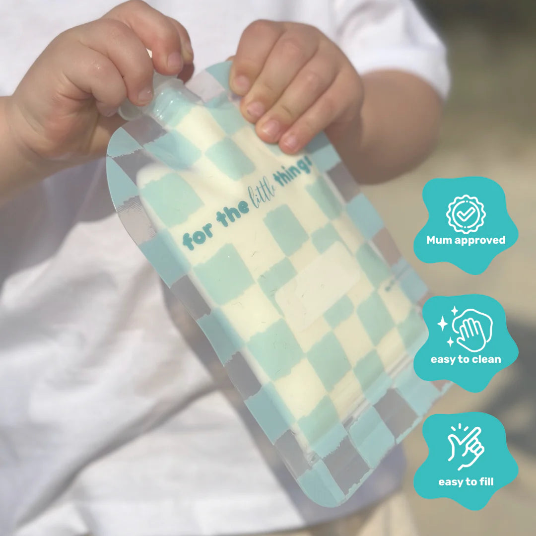 Sinchies Reusable Food Pouches 150ml - 5 Pack - Checkmate Bubblegum