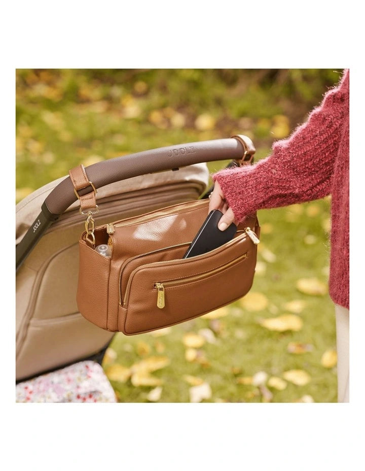 OiOi Multitasker Vegan Leather Pram Caddy 2.0 - Chestnut Brown