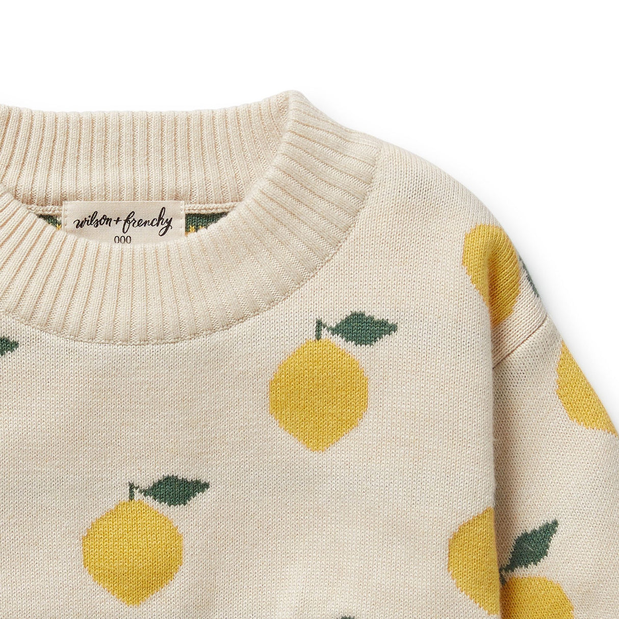 Wilson + Frenchy Organic Knitted Jacquard Jumper - Lemony