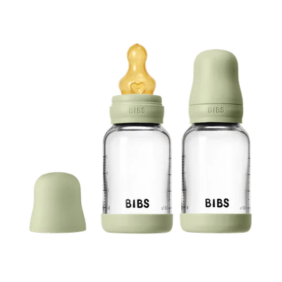 BIBS Glass Bottle Complete Set (2 Pack) 120ml Latex - Sage
