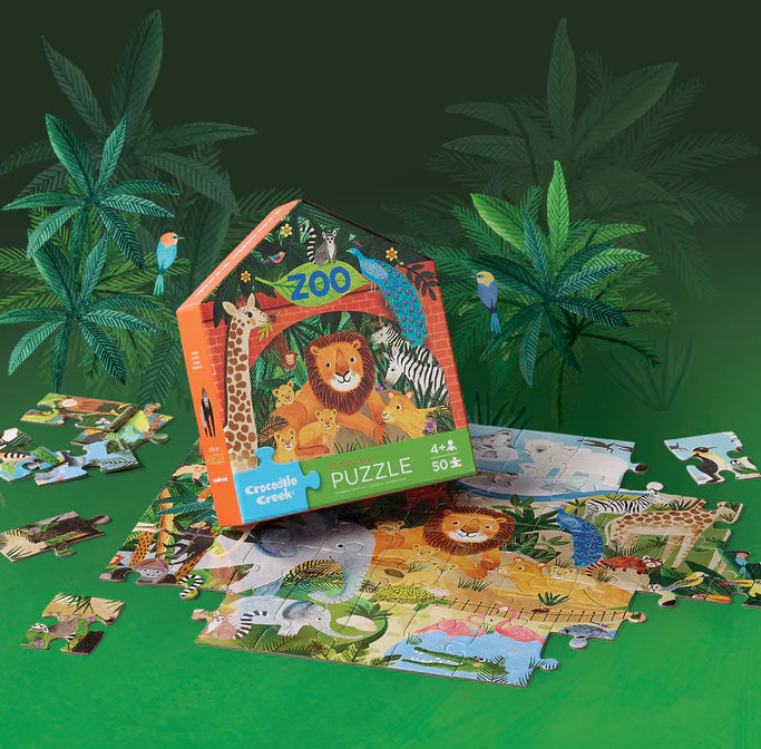 Crocodile Creek 50pc Flat House Puzzle - At The Zoo