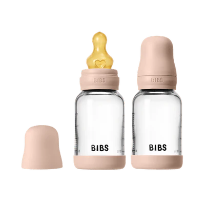 BIBS Glass Bottle Complete Set (2 Pack) 120ml Latex - Blush