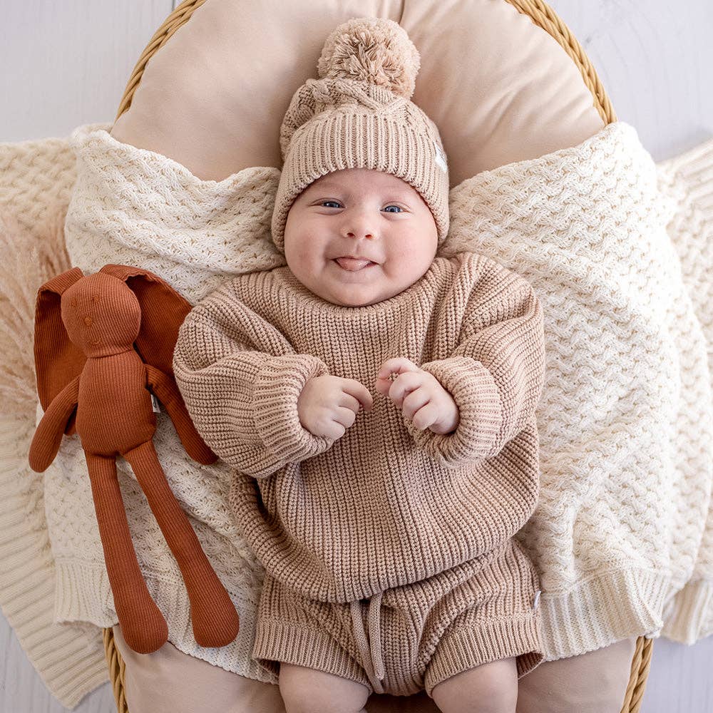 Snuggle Hunny Oversized Cotton Knit Jumper - Hazelnut