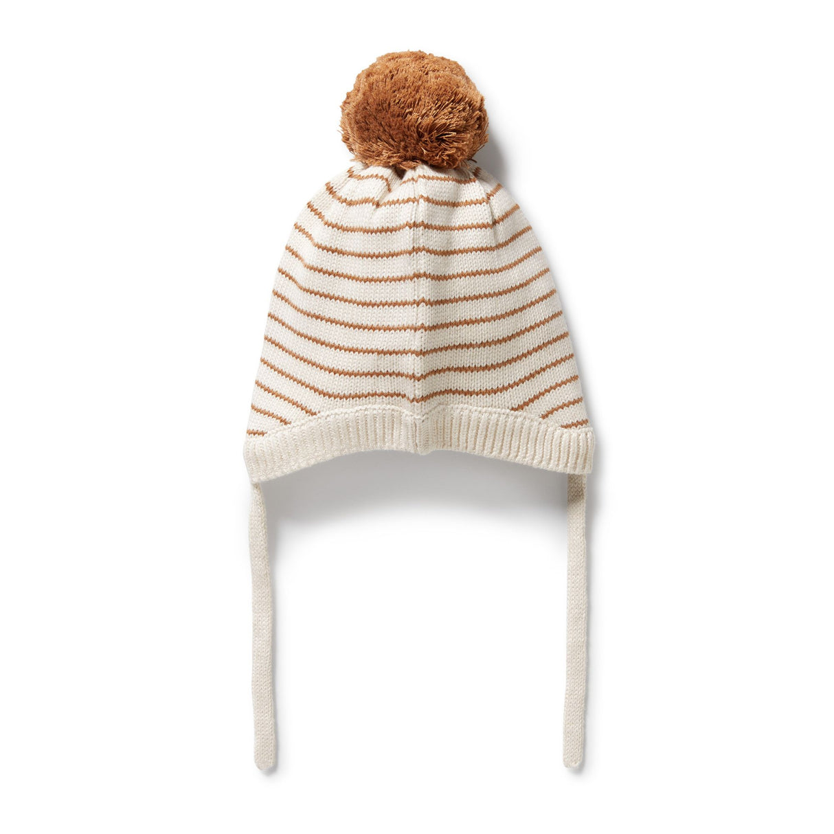 Wilson + Frenchy Organic Knitted Stripe Bonnet - Cinnamon Stripe
