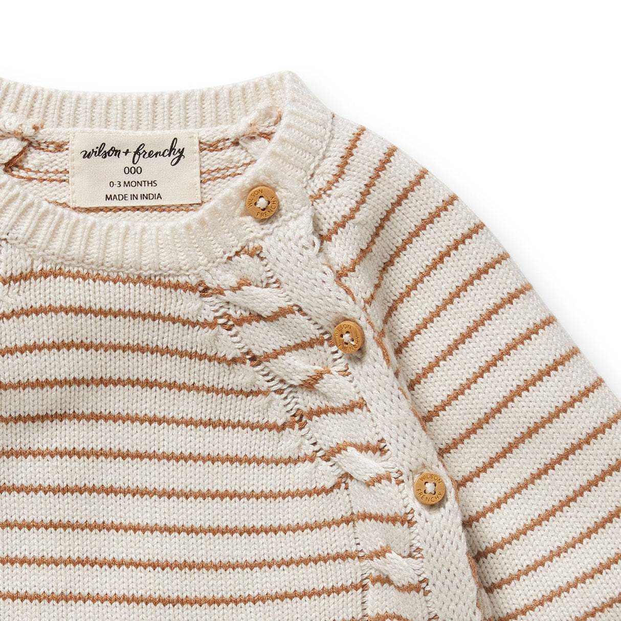 Wilson + Frenchy Organic Knitted Kimono Cardigan - Cinnamon Stripe