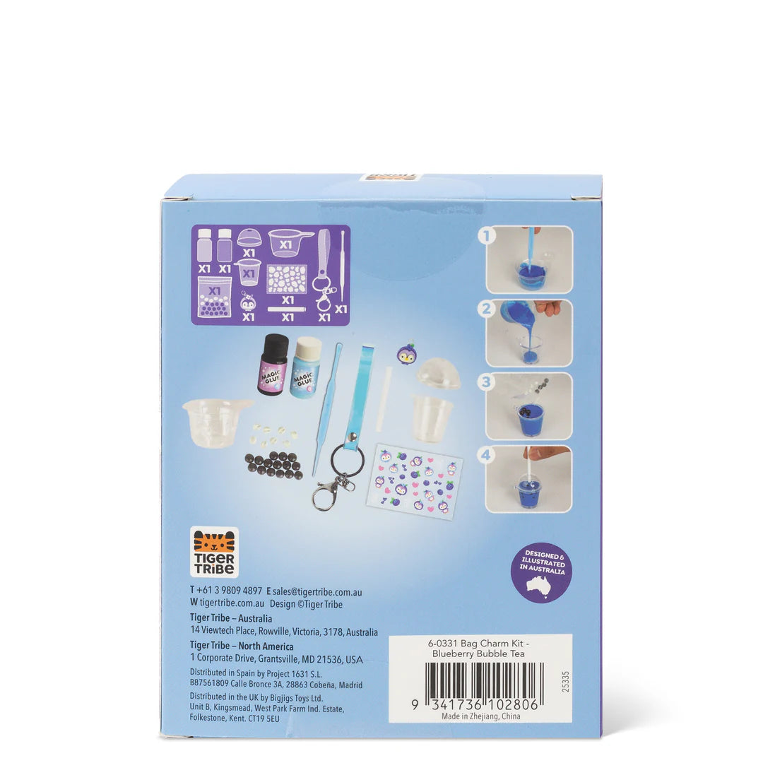 Tiger Tribe Scented Bag Charm Kit - Blueberry Bubble Tea