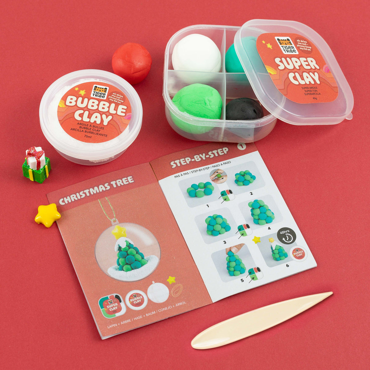 Tiger Tribe Clay Craft - Ornament Kit - Snowman + Tree