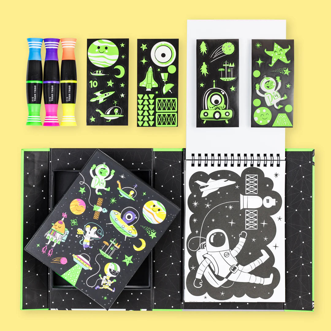 Tiger Tribe Neon Colouring Set - Outer Space
