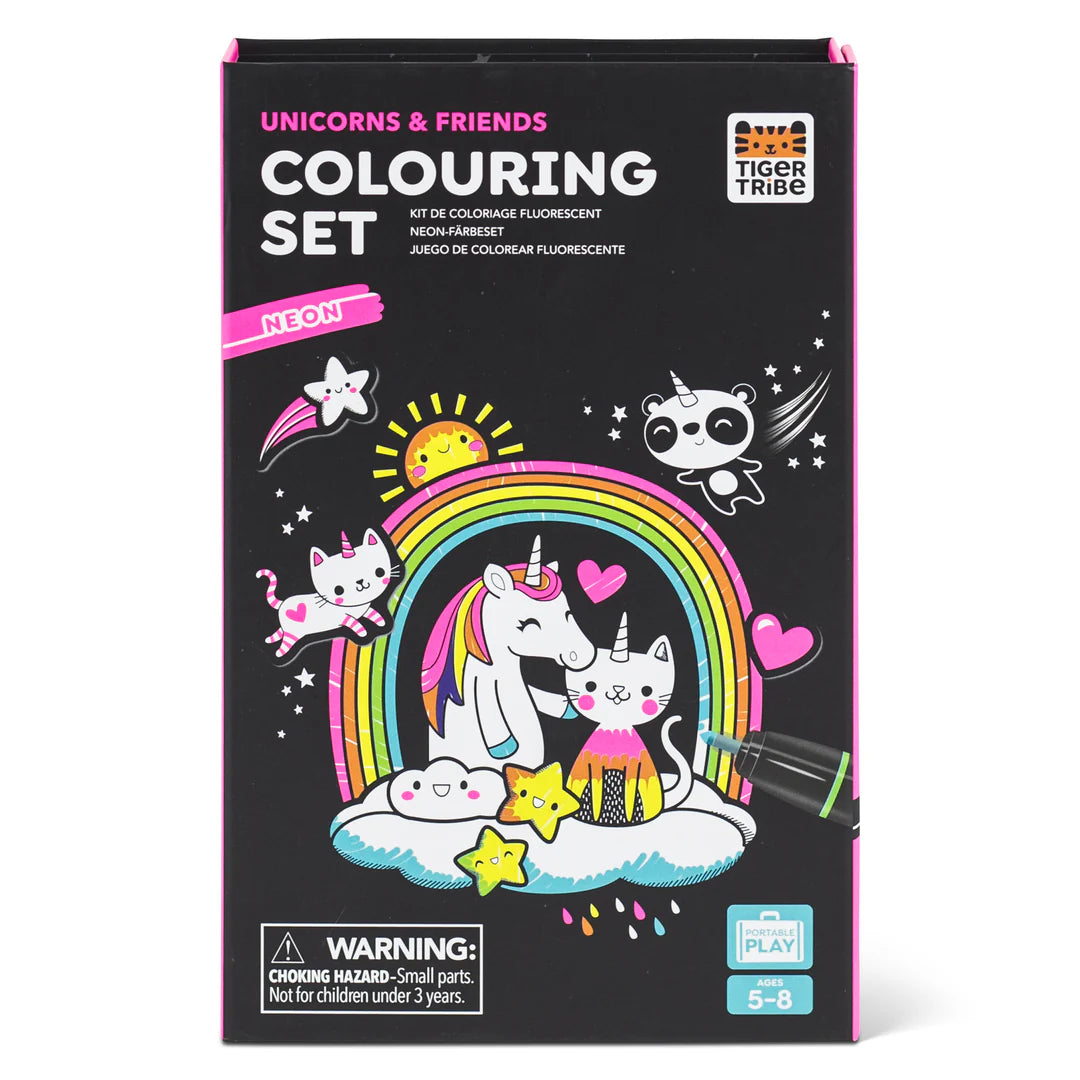 Tiger Tribe Neon Colouring Set - Unicorns and Friends