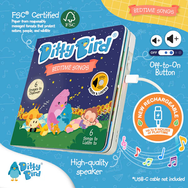 Ditty Bird Bedtime Songs Rechargeable Sound Book