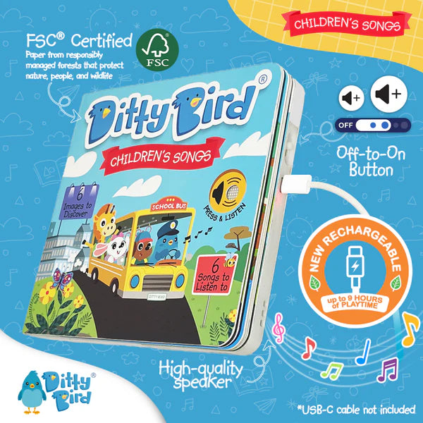 Ditty Bird Children's Songs Rechargeable Sound Book