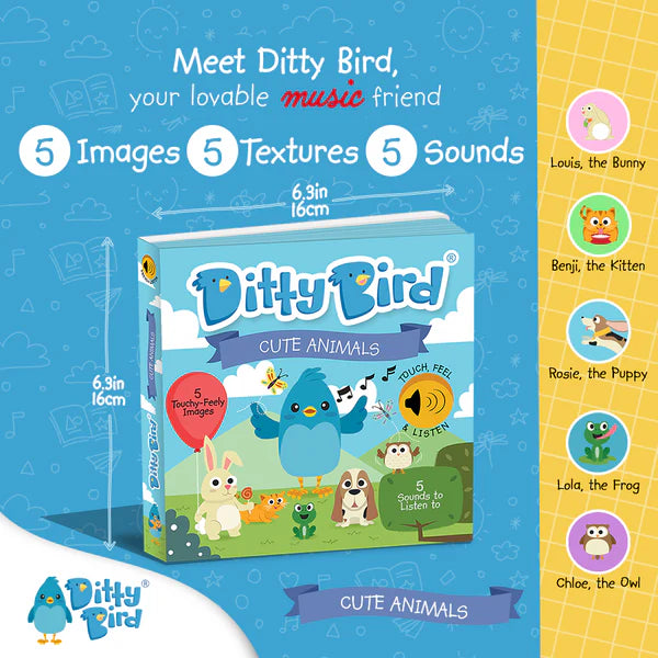 Ditty Bird Touch the Cute Animals: Touch, Feel & Listen Book