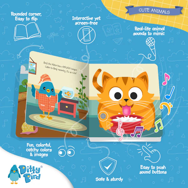Ditty Bird Touch the Cute Animals: Touch, Feel & Listen Book