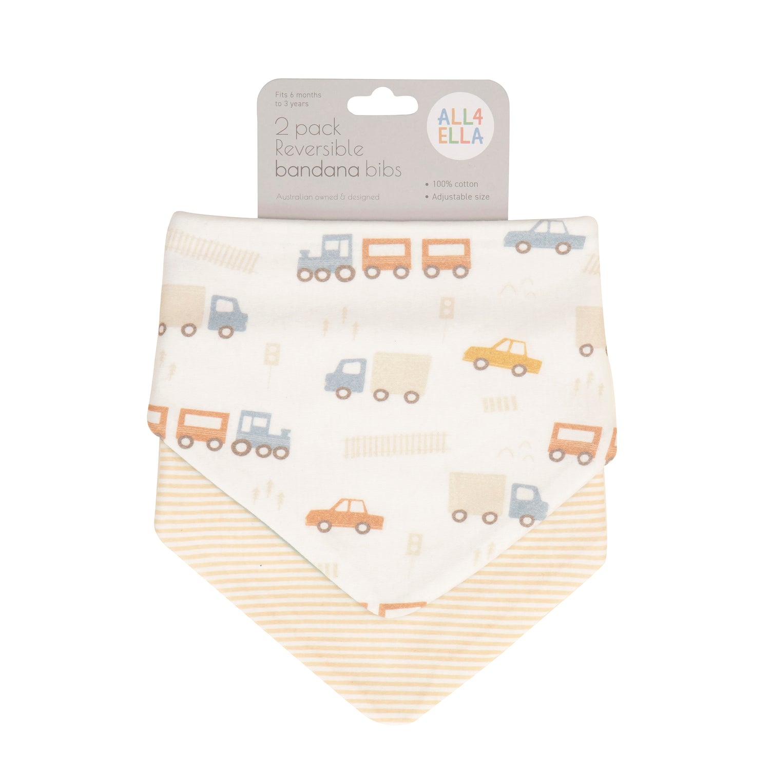 All4Ella Bandana Bib Set - Trucks