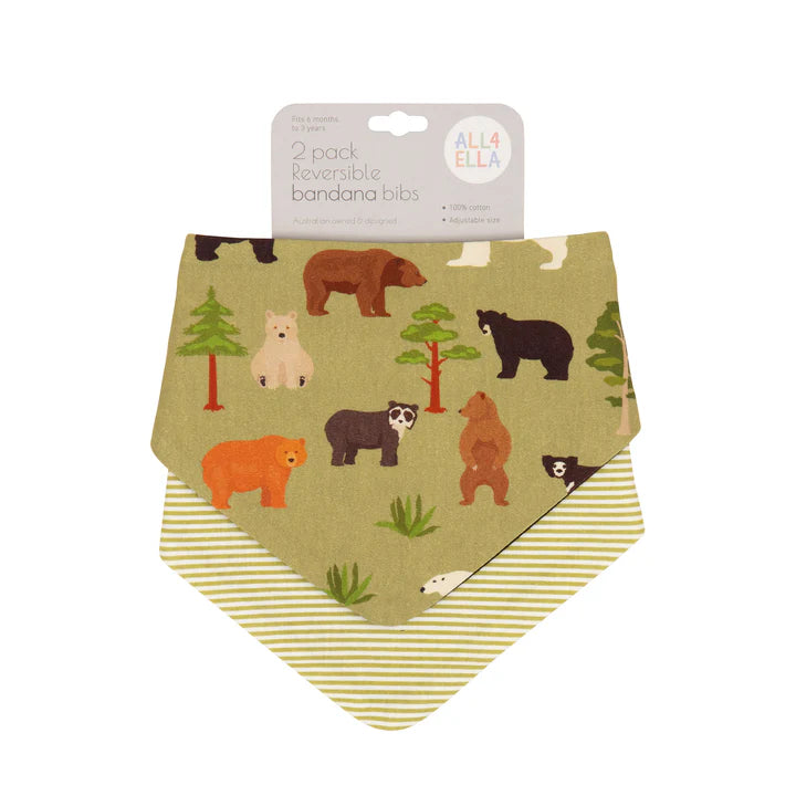 All4Ella Bananda Bibs 2pk - Bears