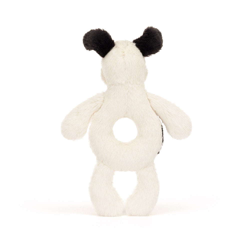 Jellycat Bashful Black + Cream Puppy Ring Rattle