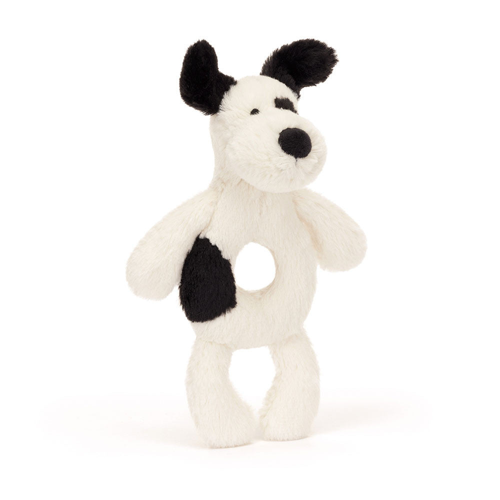 Jellycat Bashful Black + Cream Puppy Ring Rattle