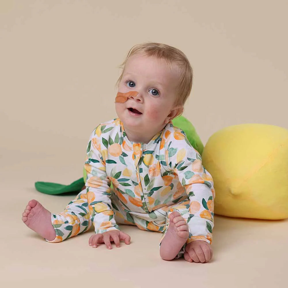 Snuggle Hunny Organic Snugglesuit Convertible Romper - Citrus Squeeze
