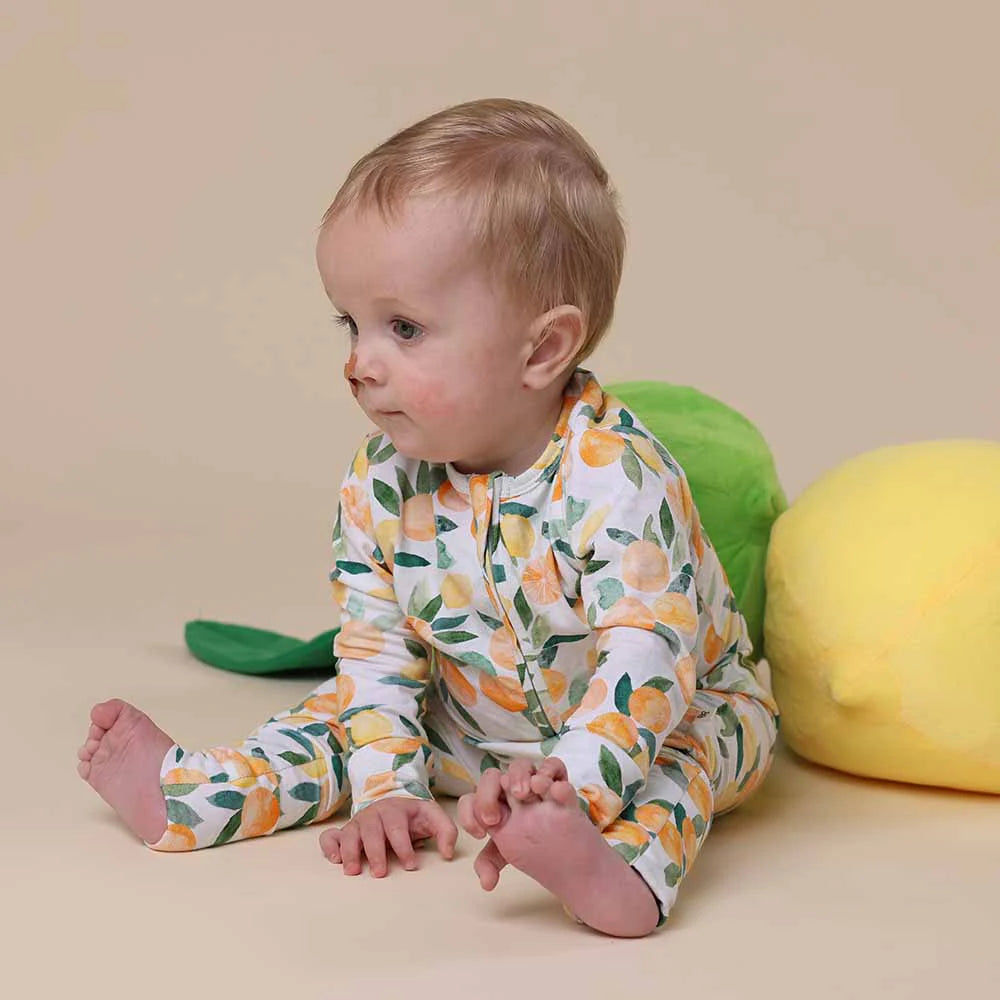 Snuggle Hunny Organic Snugglesuit Convertible Romper - Citrus Squeeze