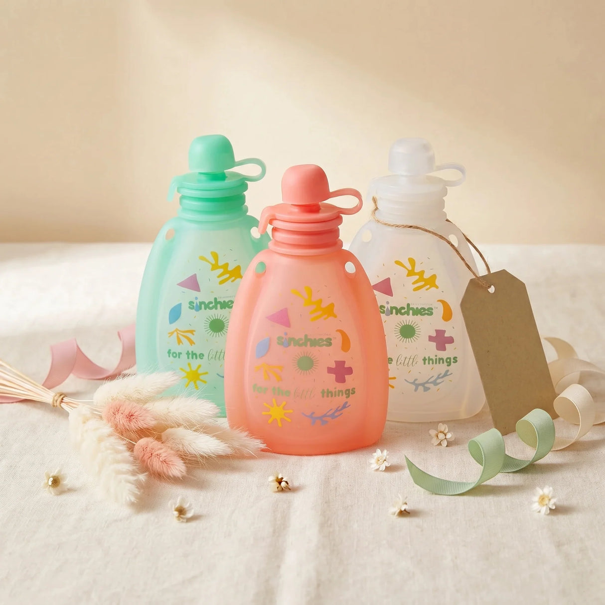 Sinchies Silicone Squeezy Pouch - Pastel White