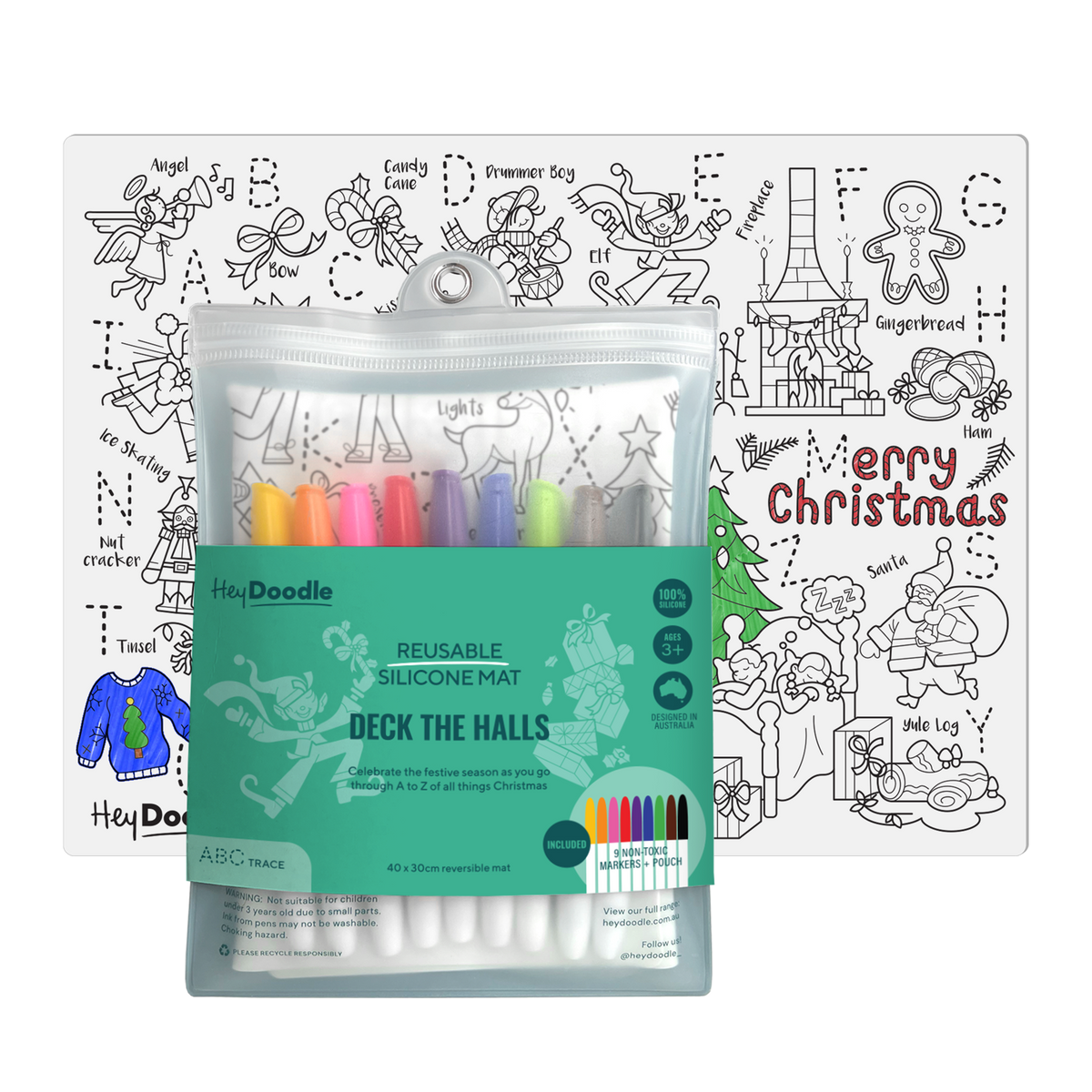 Hey Doodle Reusable Colouring Mat - Deck The Halls