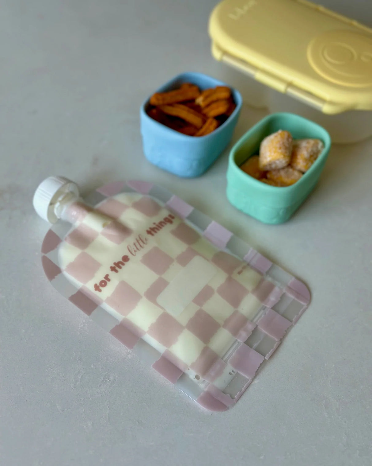 Sinchies Reusable Food Pouches 150ml - 5 Pack - Checkmate Blush