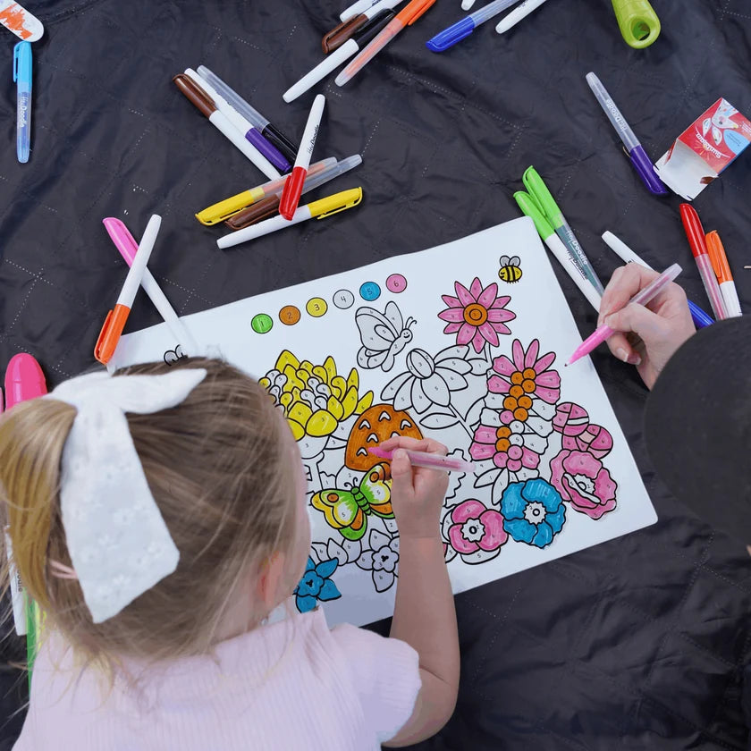 Hey Doodle Reusable Colouring Mat - Flower Power