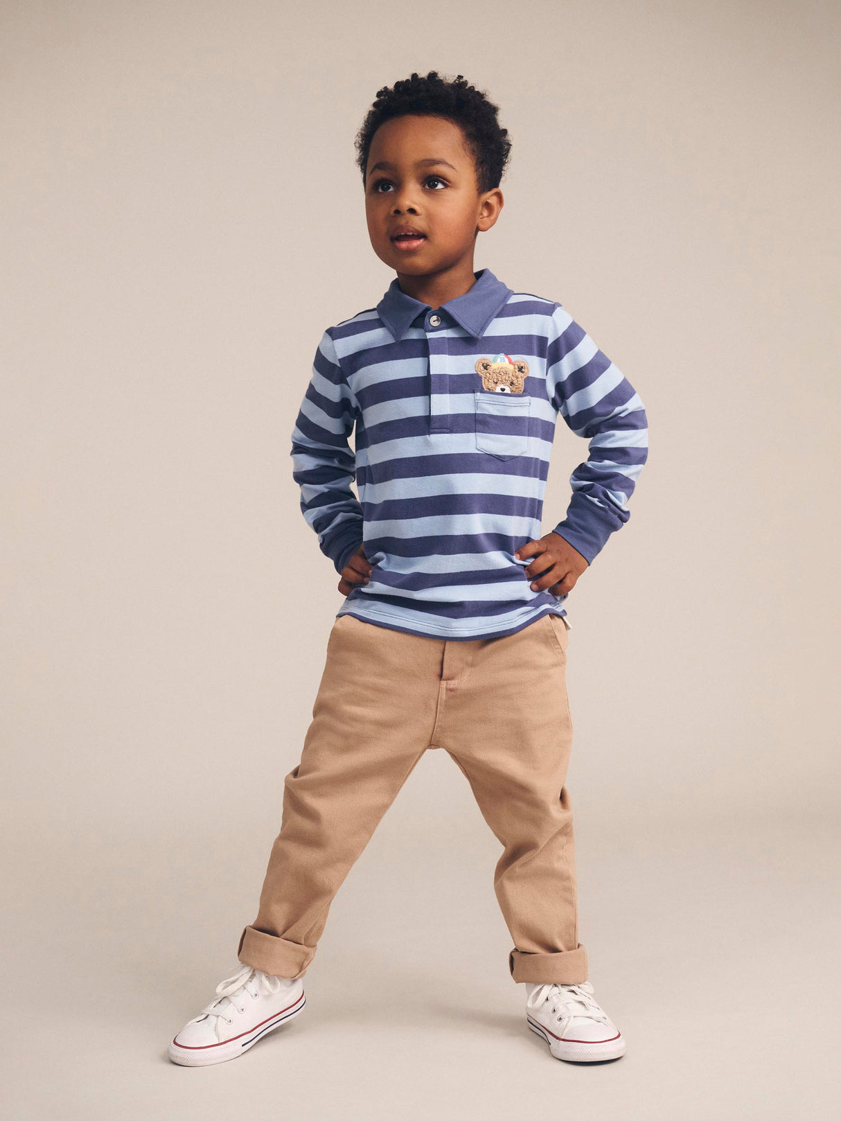 Huxbaby Peeping Hux Blue Stripe Polo
