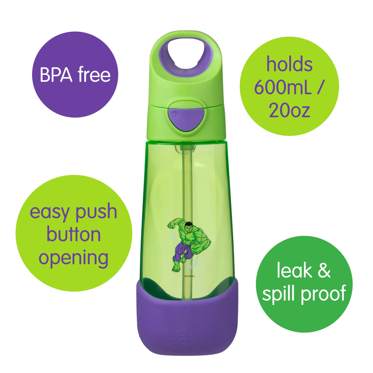 b.box Tritan Drink Bottle 600ml - Hulk