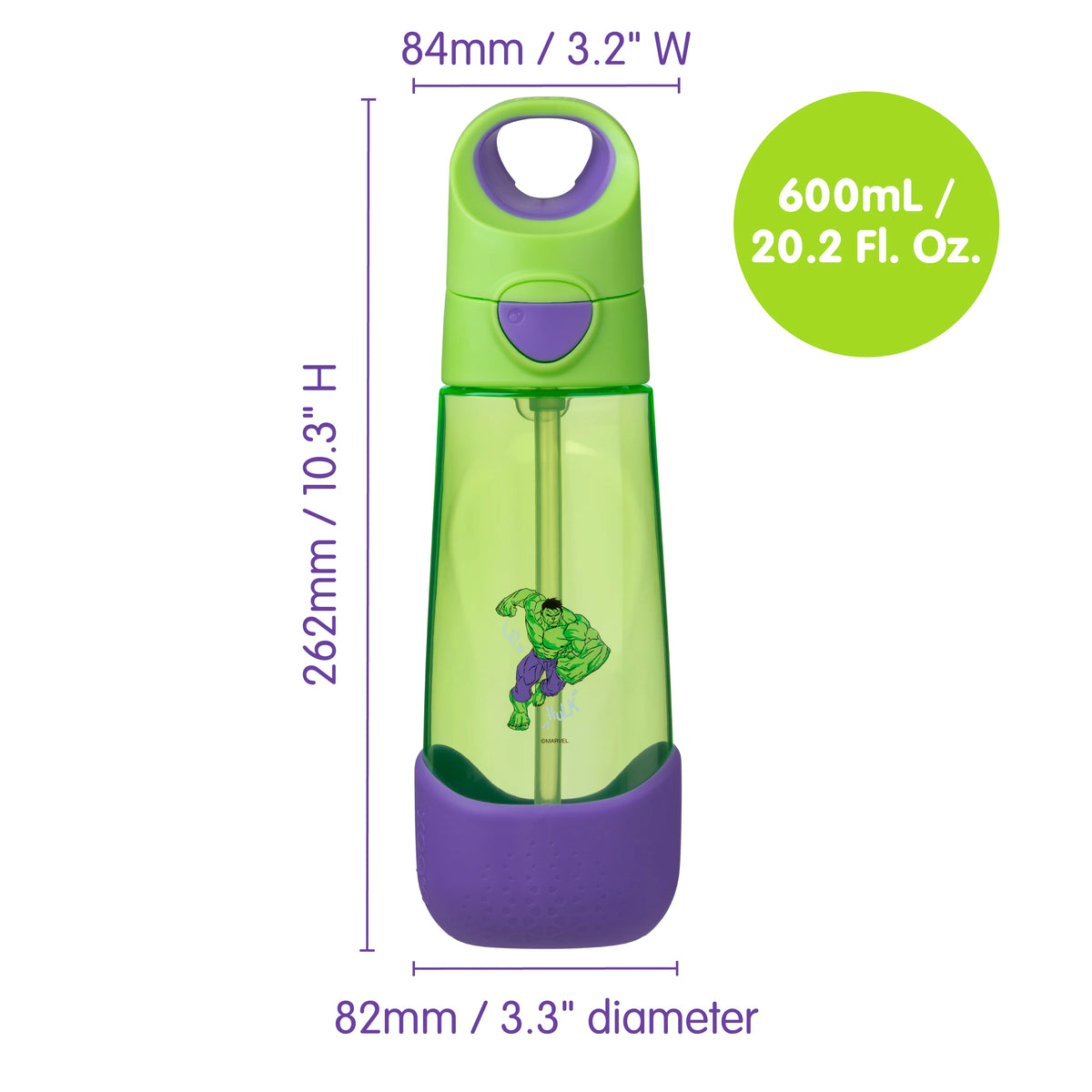b.box Tritan Drink Bottle 600ml - Hulk