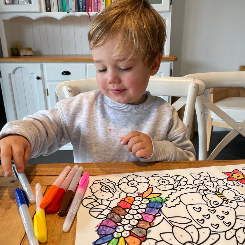 Hey Doodle Reusable Colouring Mat - Flower Power