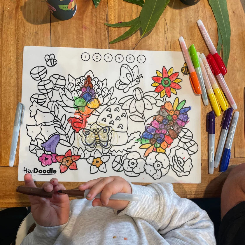 Hey Doodle Reusable Colouring Mat - Flower Power