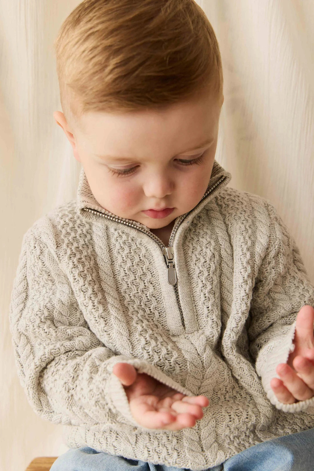 Jamie Kay Clyde Half Zip Jumper - Light Grey Marle