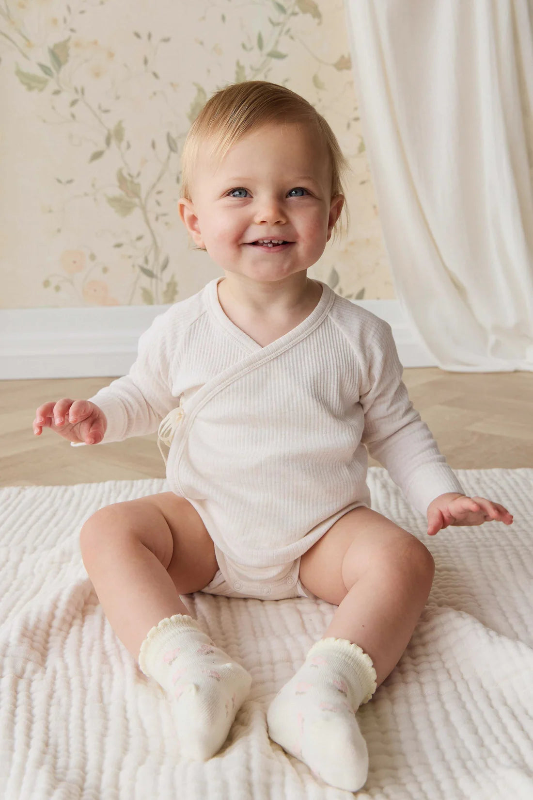 Jamie Kay Maya Jacquard Socks - Egret