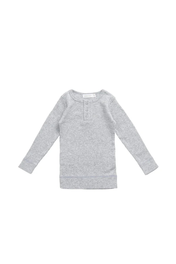 Jamie Kay Organic Cotton Modal Long Sleeve Henley - Light Grey Marle