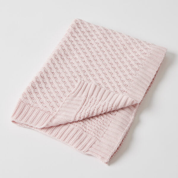 Jiggle + Giggle Pink Basket Weave Kit Blanket