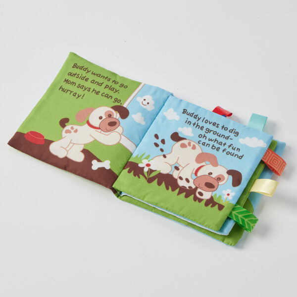 Jiggle + Giggle Buddy Dog’s Busy Day Fabric Book