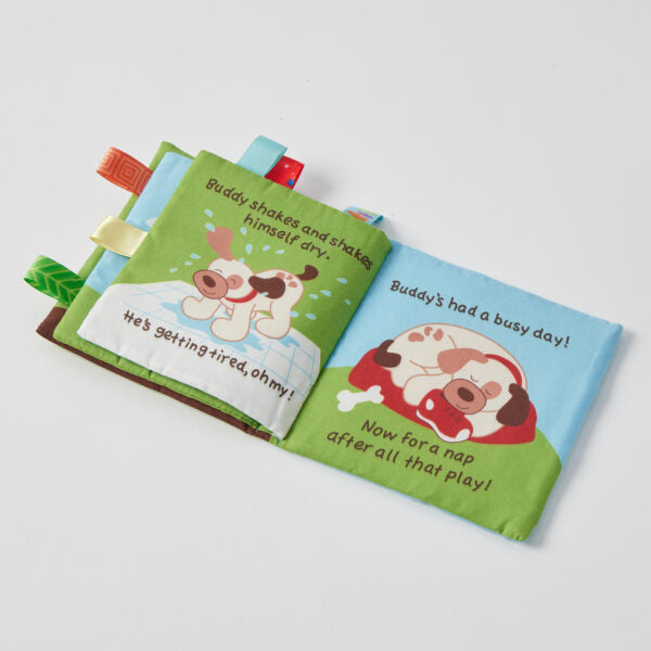 Jiggle + Giggle Buddy Dog’s Busy Day Fabric Book