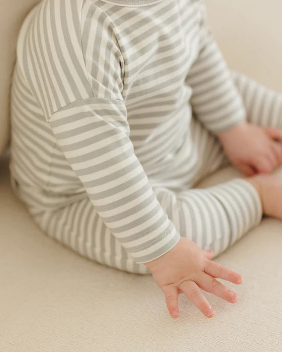 Quincy Mae Long Sleeve Tee - Sage Stripe