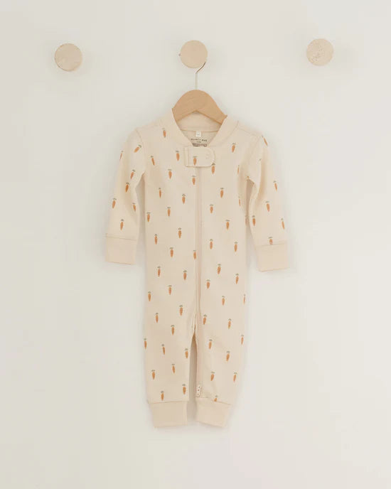 Quincy Mae Zip Longsleeve Sleeper - Carrots