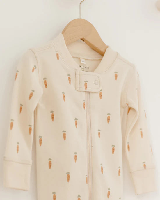 Quincy Mae Zip Longsleeve Sleeper - Carrots