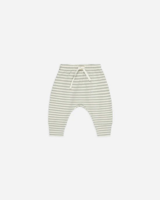 Quincy Mae Drawstring Pant - Sage Stripe