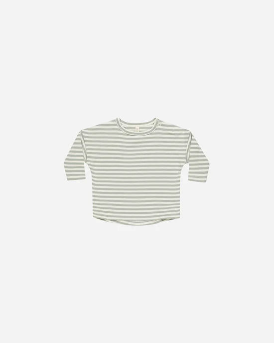 Quincy Mae Long Sleeve Tee - Sage Stripe