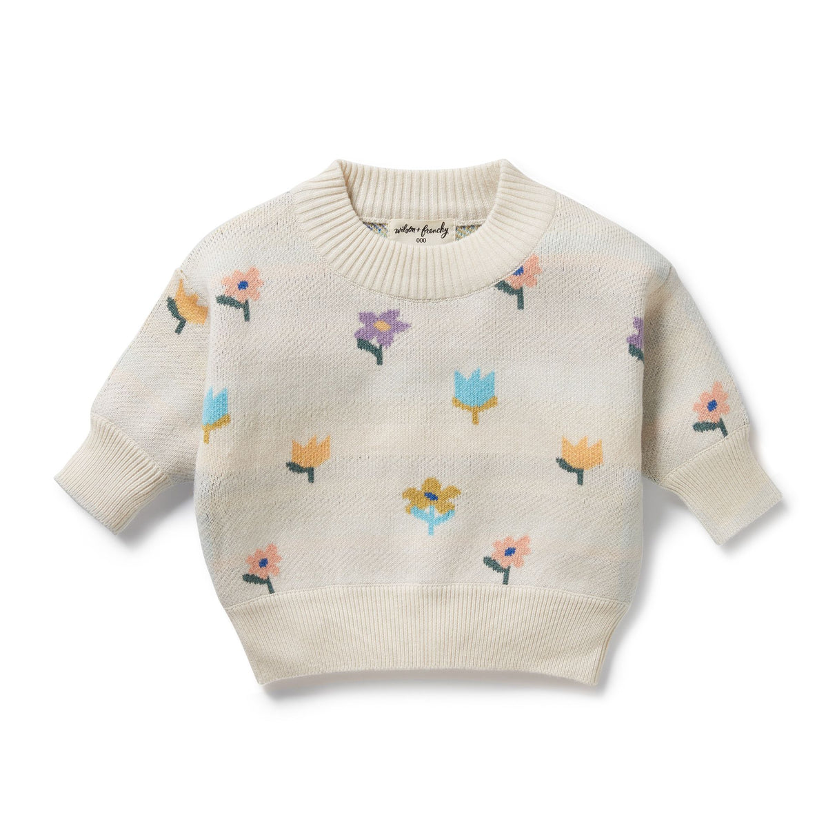 Wilson + Frenchy Organic Knitted Jacquard Jumper - Flower Pop
