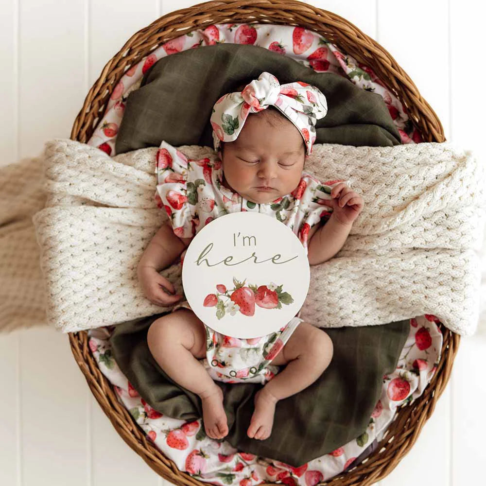 Snuggle Hunny Strawberry Short Sleeve Bodysuit With Frill