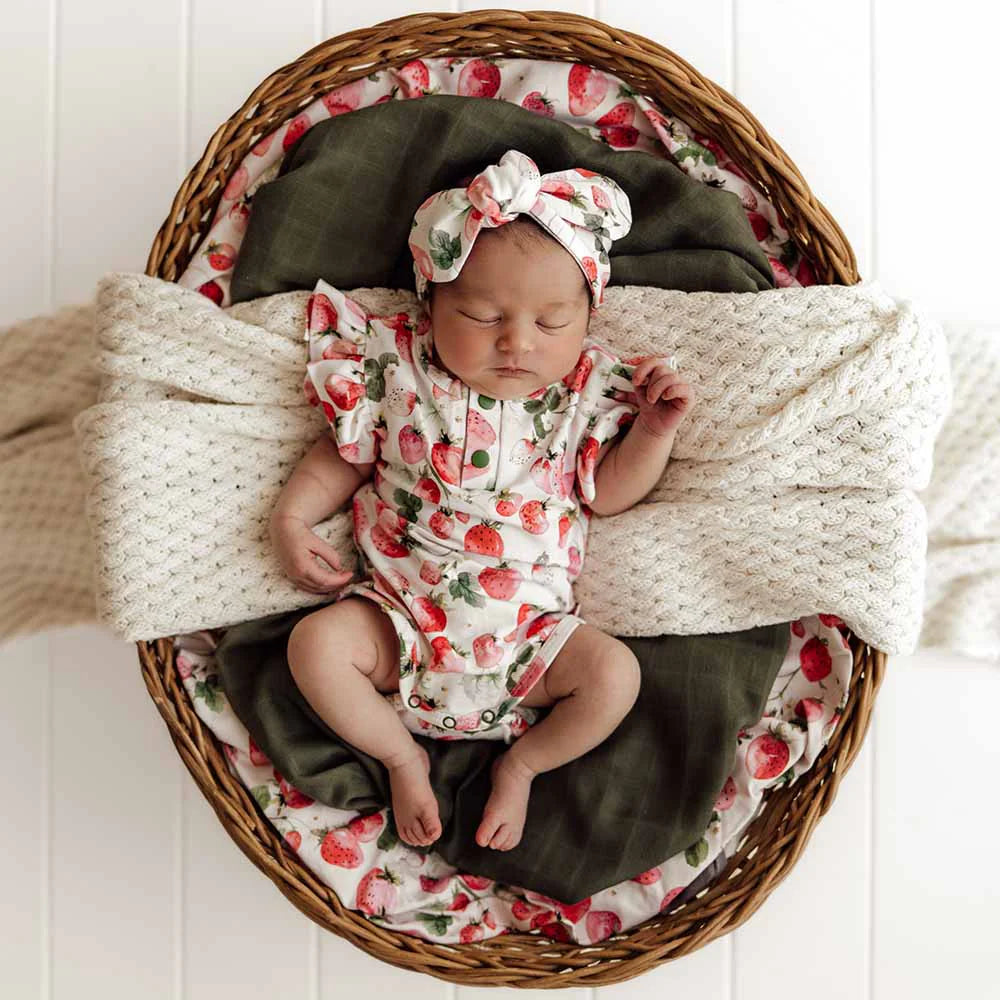 Snuggle Hunny Strawberry Short Sleeve Bodysuit With Frill